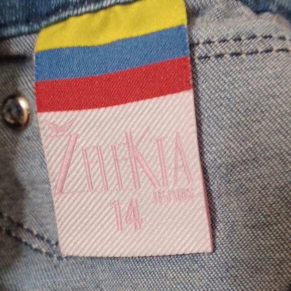 ZELEKIA Denim Jeans Shorts Distress and Raw Edge Hem. Size 14 - Picture 11 of 13